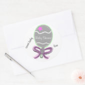 Roze Baby shower rammelaar Ronde Stickers (Envelop)