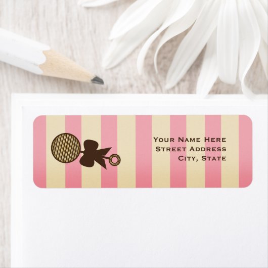  roze Baby shower rammelaar & strepen Etiket (Insitu)