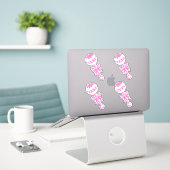 Roze Baby shower rammelt met boog Sticker (Laptop op bureau)