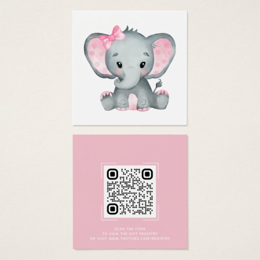 Roze Baby shower Registratie QR Code Kaart (Voorkant /achterkant)