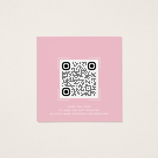Roze Baby shower Registratie QR Code Kaart (Achterkant)