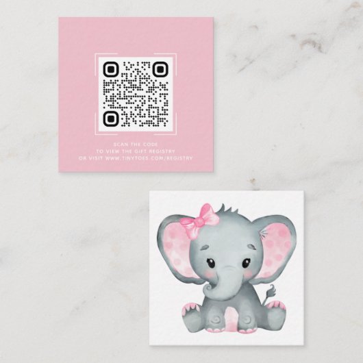 Roze Baby shower Registratie QR Code Kaart (Voorkant / Achterkant)