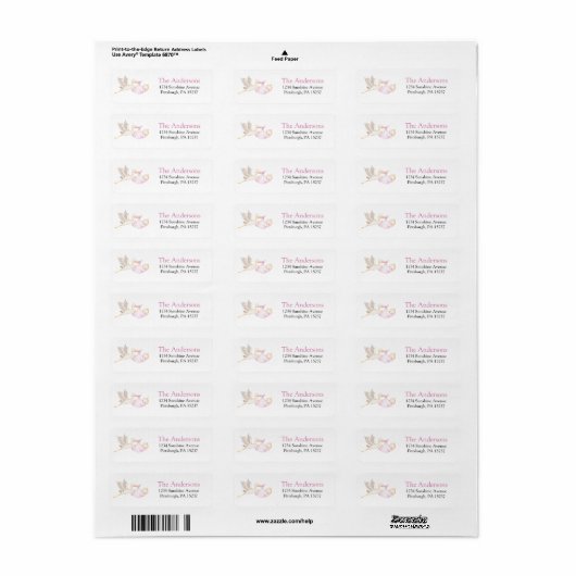 Roze Baby shower retourneert label (Full Sheet)