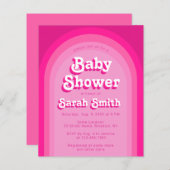 Roze Baby shower Retro Arch Budget Meisje Invitati (Voorkant / Achterkant)