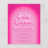 Roze Baby shower Retro Arch Budget Meisje Invitati (Voorkant)
