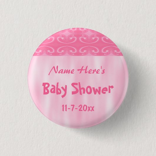 Roze Baby shower Ronde Button 3,2 Cm (Voorkant)