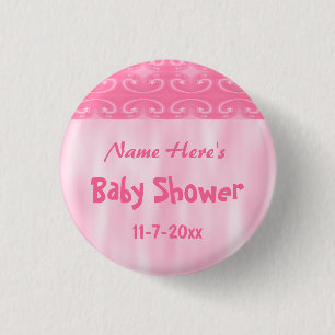 Roze Baby shower Ronde Button 3,2 Cm