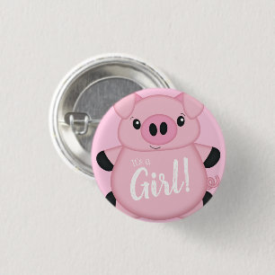Roze Baby shower Ronde Button 3,2 Cm