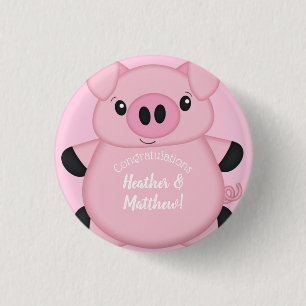 Roze Baby shower Ronde Button 3,2 Cm