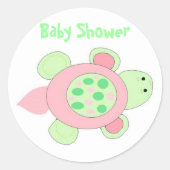 Roze Baby shower Ronde Sticker (Voorkant)