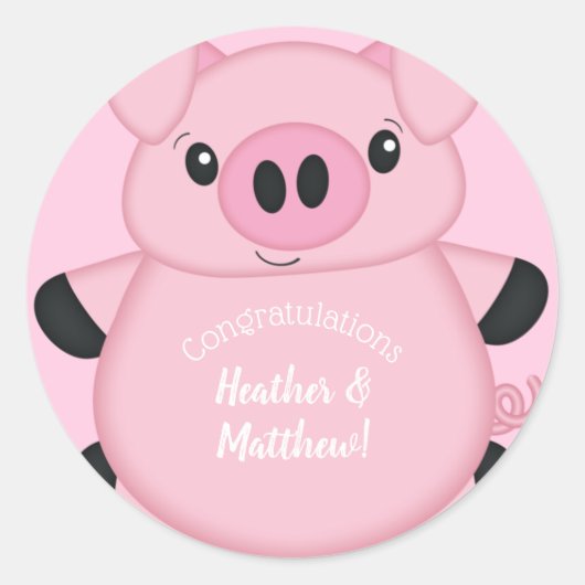 Roze Baby shower Ronde Sticker (Voorkant)