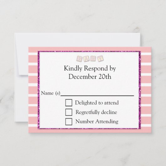 Roze Baby shower RSVP-kaart RSVP Kaartje (Voorkant)