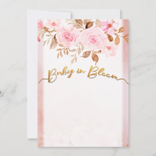 Roze Baby Shower Save The Date Uitnodiging met Blo (Achterkant)