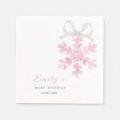 Roze baby shower servetten met sneeuwvlokmotief (Voorkant)