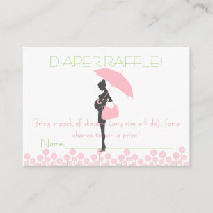 Roze Baby shower Silhouette Diaper Raffle Tickets Informatiekaartje