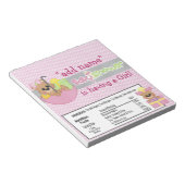 Roze Baby shower Snoep Bar Wrapper Favor Notitieblok (Schuin)