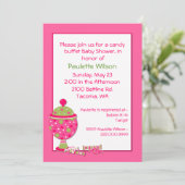 Roze Baby shower Snoep Kaart (Staand voorkant)