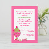 Roze Baby shower Snoep Kaart (Staand voorkant)