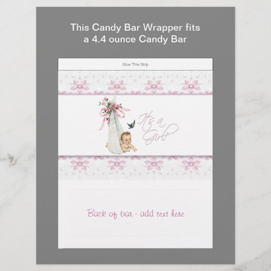 Roze baby shower snoepbar verpakking flyer (Voorkant)