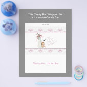 Roze baby shower snoepbar verpakking flyer (Enkel)