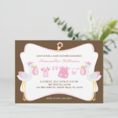 Roze Baby shower speciale levering Kaart (Staand voorkant)