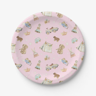Roze Baby shower Speelgoed Papier Borden Papieren Bordje