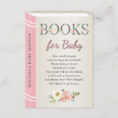 Roze Baby shower Sprinkle Library Book Informatiekaartje (Voorkant)