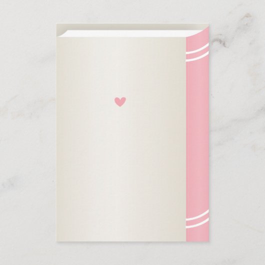 Roze Baby shower Sprinkle Library Book Informatiekaartje (Achterkant)