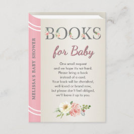 Roze Baby shower Sprinkle Library Book Informatiekaartje