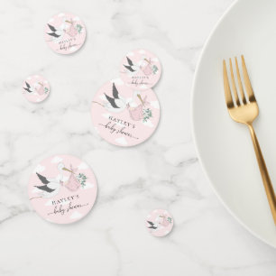 Roze Baby shower Stork Confetti