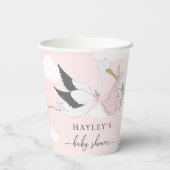 Roze Baby shower Stork Papieren Bekers (Achterkant)