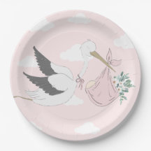 Roze Baby shower Stork