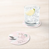 Roze Baby shower Stork Ronde Kartonnen Onderzetter (Insitu)