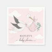 Roze Baby shower Stork Servet (Voorkant)