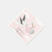Roze Baby shower Stork Servet (Hoek)