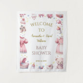  Roze Baby shower Tapestry Achtergrond Wandkleed (Voorkant)