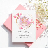 Roze Baby shower Tea Party Dank je Floral Kaart