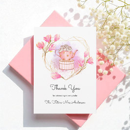 Roze Baby shower Tea Party Dank je Floral Kaart