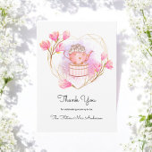 Roze Baby shower Tea Party Dank je Floral Kaart