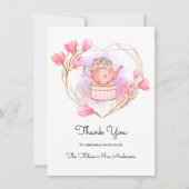 Roze Baby shower Tea Party Dank je Floral Kaart (Voorkant)