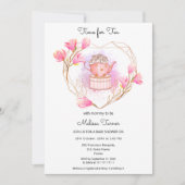 Roze Baby shower Tea Party Floral Kaart (Voorkant)