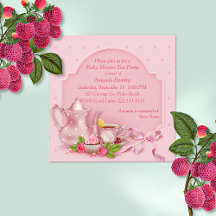  Roze Baby shower Tea Party Uitnodiging