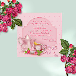 Roze Baby shower Tea Party Uitnodiging