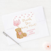 Roze Baby shower Teddy Bear Balloons Dank u Vierkante Sticker (Envelop)