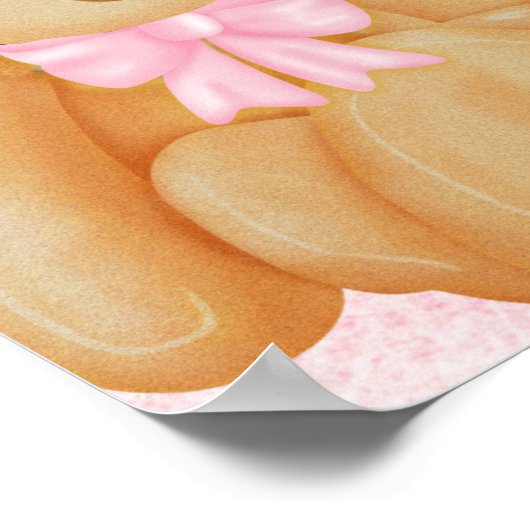 Roze Baby shower Teddy Bear Dessert Tafelteken Poster (Hoek)