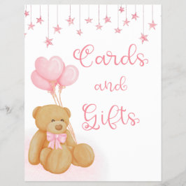 Roze Baby shower Teddy Bear Kaarten en cadeaubordj