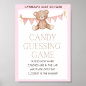 Roze Baby shower Teddy Bear Poster (Voorkant)
