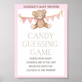 Roze Baby shower Teddy Bear Poster