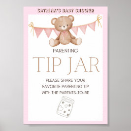Roze Baby shower Teddy Bear Poster