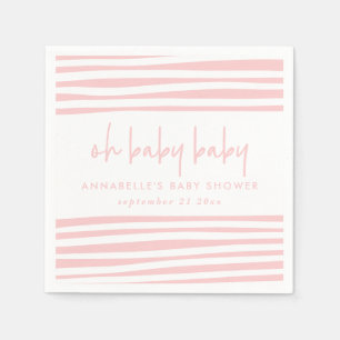 roze baby shower typografie moderne partij servet